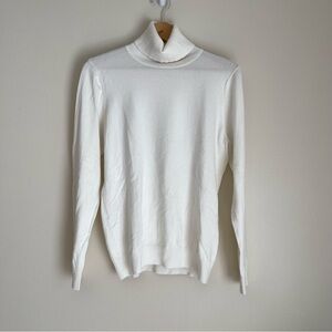 Andrew Marc White Ribbed Long Sleeve Turtleneck Sweater Size Large